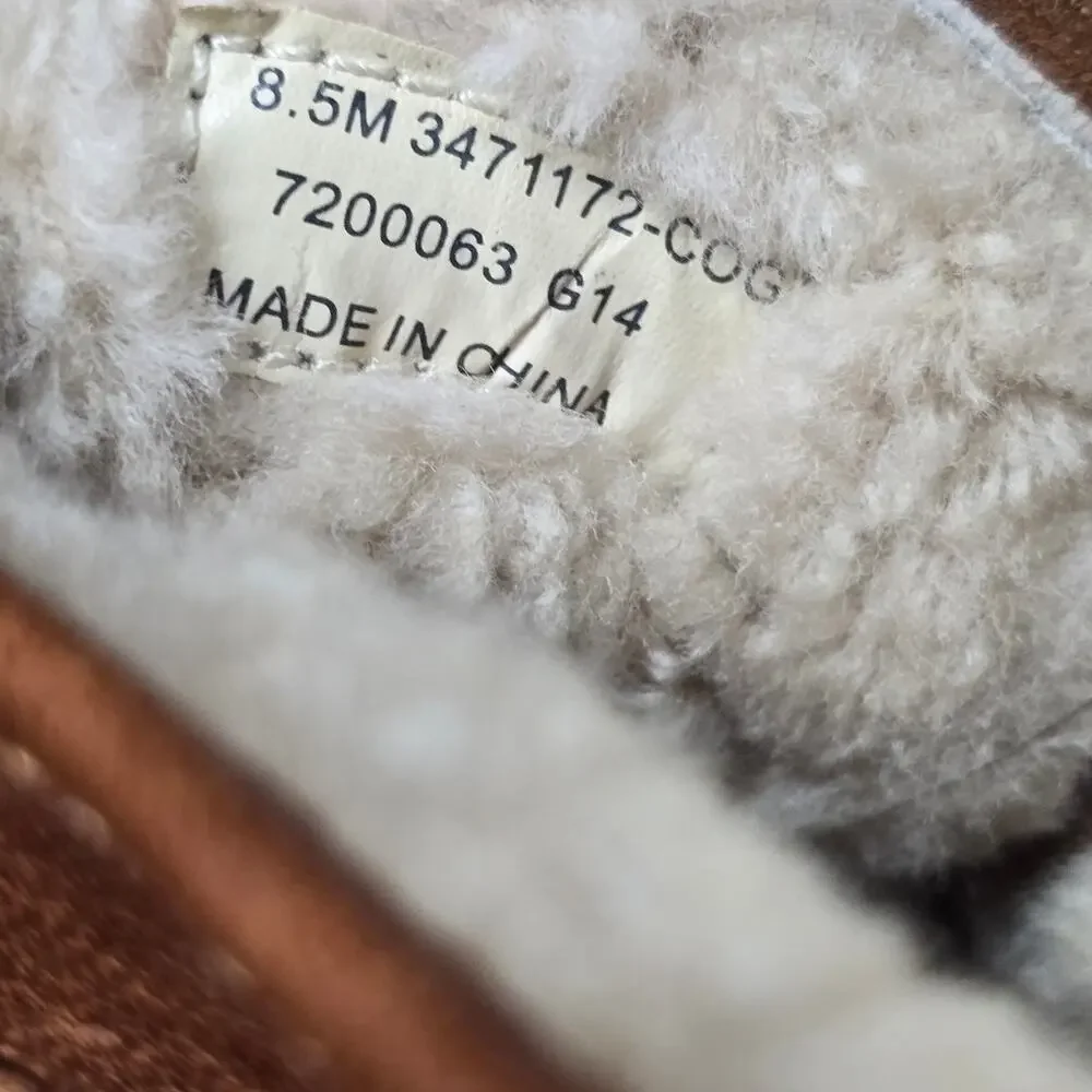 Frye Sheepskin Brown Leather High Top Zip Back Ankle Booties Sneakers Shoes